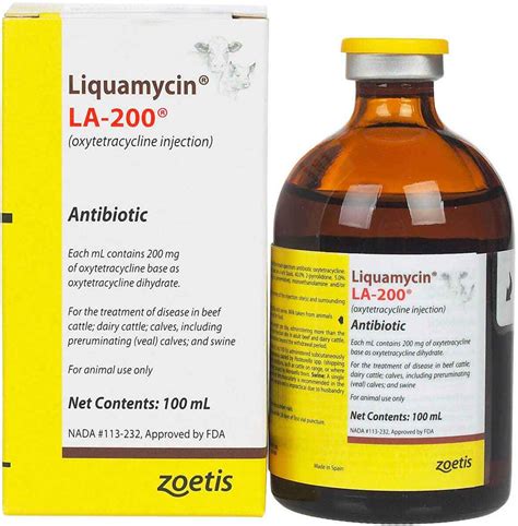 Liquamycin La 200 Antibiotic For Use In Animals 100 Ml Item 16002