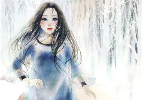 Anime Girl Artwork Beautiful Long Hair Snow Wallpaper 9795x6957 900985 Wallpaperup