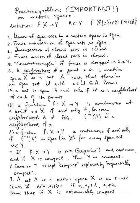 Math 131ah Metric Space Practice Problems