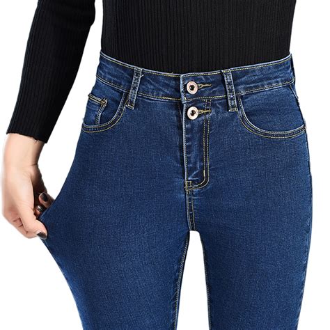 New 2019 Brand Women High Stretch Jeans Blue Black High Waist Denim