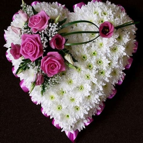 Heart Shaped Funeral Tribute With White Chrysanthemum Flowers Choose