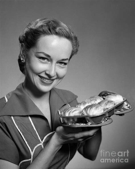 Woman Smiling With Fresh Rolls C 1950s Photograph By H Armstrong Roberts Classicstock Pixels