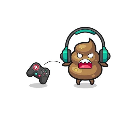 Premium Vector Poop Gamer Mascot Is Angry