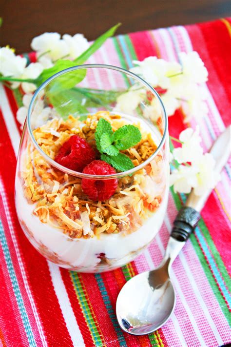 coconut granola yogurt and fruit parfaits the comfort of cooking