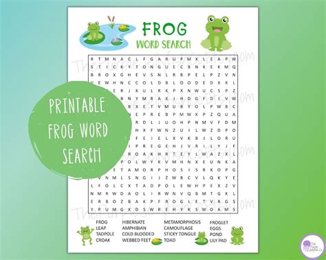 Frog Word Search Printable Frog Activity For Kids Word Game Etsy