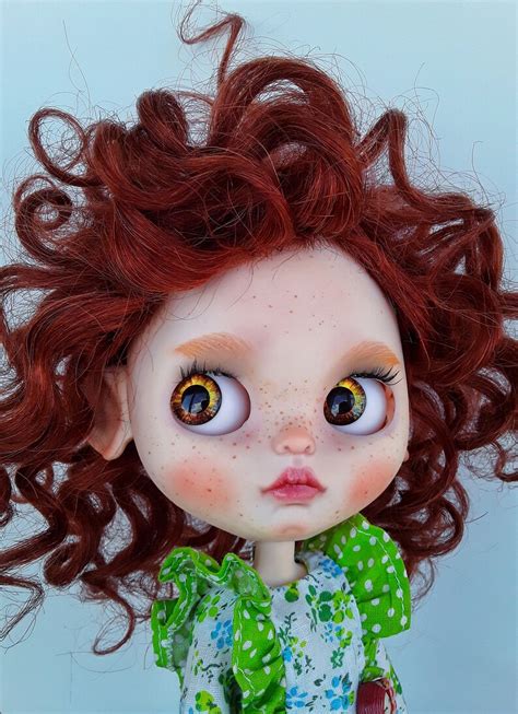 Ooak Blythe Doll Custom Blythe Tbl Red Curly Hair Natural Etsy