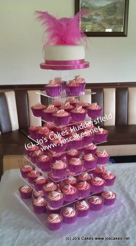 Jos Cakes Hot Pink And Ivory Cupcake Tower