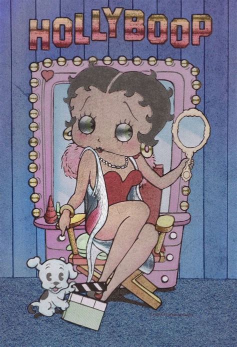 Betty Boop In Hollywood Mirror Real Shine Glitter Postcard Topics