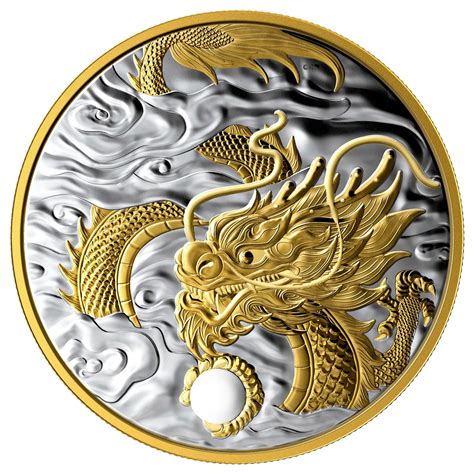 Fine Silver Gold Plated Coin Benevolent Dragon 12 Kilogram Of Pure