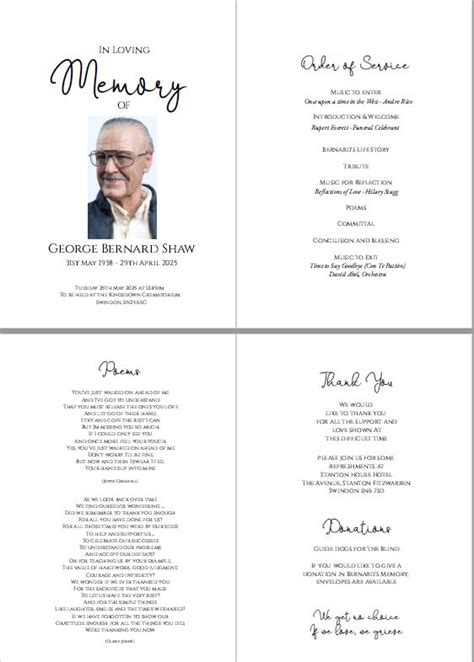 Funeral Order Of Service Printing Celebration Of Life Booklets