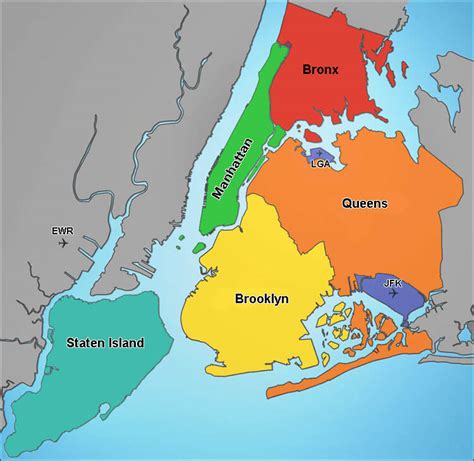 New York City Map Boroughs Roads