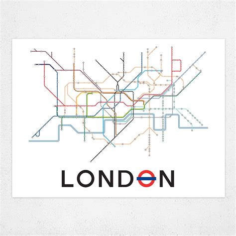 London Underground Tube Map Poster A3 And A2 Sizes Minimalist Etsy