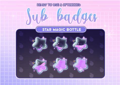 Purple Star Magic Star Bottle Twitch Sub Bit Badges Etsy Star
