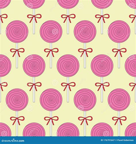 Pink Lolipop Candy On Pastel Pink Background Vector Illustration