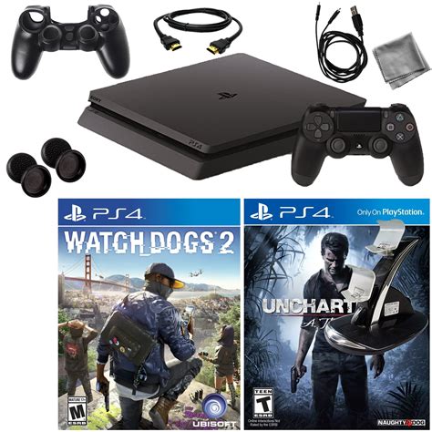 Playstation 4 Slim 500gb Uncharted 4 Console With Watch Dogs 2
