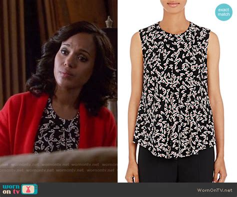 WornOnTV: Olivia's black and white printed top and red cardigan on 