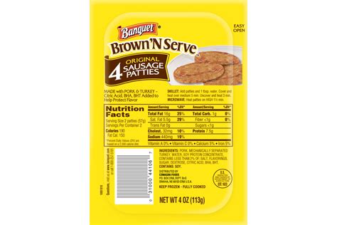 BANQUET Brown N Serve Original Sausage Patties Conagra Foodservice