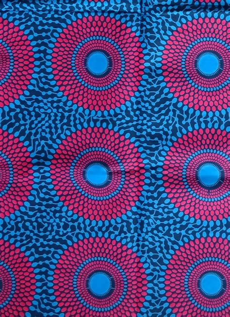 Blue African Fabric By The Yard Record Water Well Nsubura Etsy