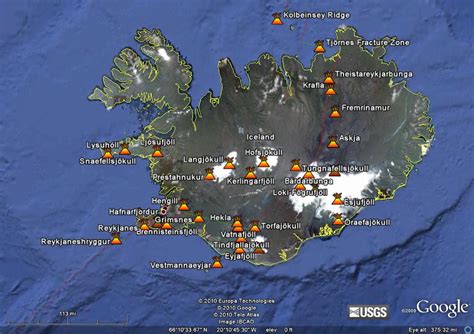 Exerero Map Of Iceland Volcanoes
