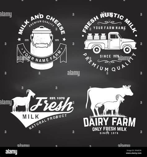 Dairy Farm Only Fresh Milk Badge Logo On The Chalkboard Vector