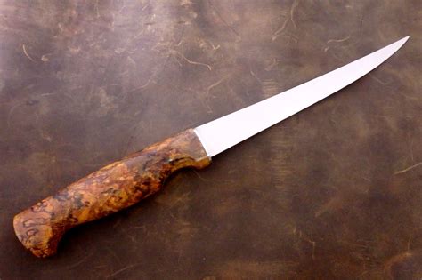 custom fillet 8 double dyed maple burl handle b white river knives