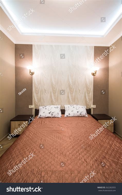 Hotel Room Small Bedroom Double Bed Stock Photo 262282055 Shutterstock