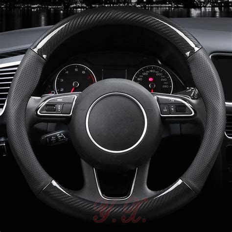 Universal Luxury Car Steering Wheel Cover Carbon Fiber Leather Covered