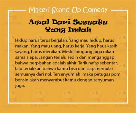Materi Stand Up Comedy Tentang Perpisahan - YEDEPE.COM