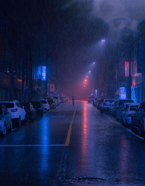 Heavy Rain On The Streets Of Cheongju South Korea Rcalmblue