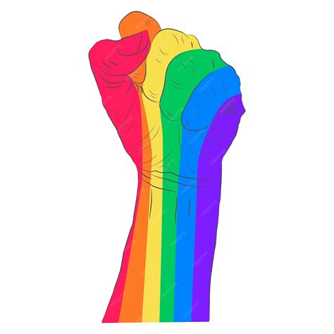 premium vector rainbow colored hand with a fist raised up gay pride lgbt concept