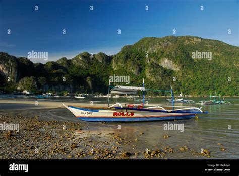 Boat On The Beach El Nido Palawan Philippines Southeast Asia Stock