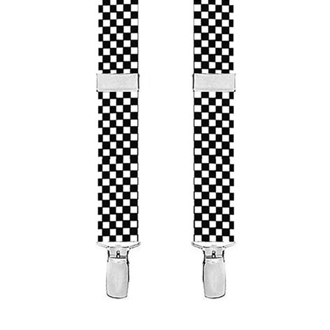 Checkered Suspenders Black And White 3 Adult Sizes For Etsy