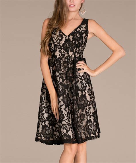 Loving This Black And Natural Lace Overlay A Line Dress On Zulily
