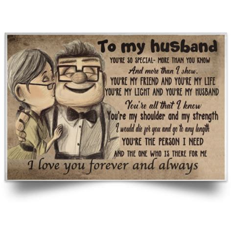 Carl And Ellie To My Husband I Love You Forever Satin Landscape Poster
