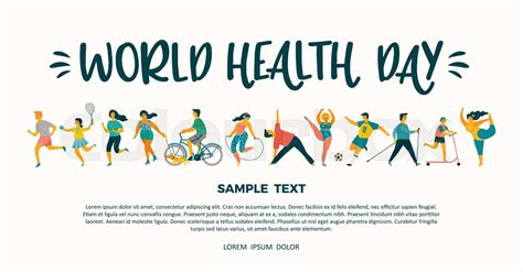 World Health Day Vector Tempale With Leading An Active Healthy