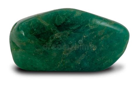 Dark Green Amazonite Gemstone Isolated On White Background Stock Image