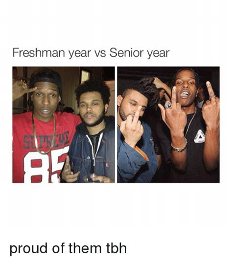 View and download images/videos about #senioritis all instagram™ logos and trademarks displayed on this applicatioin are property of instagram. Freshman Year vs Senior Year Proud of Them Tbh | Tbh Meme ...