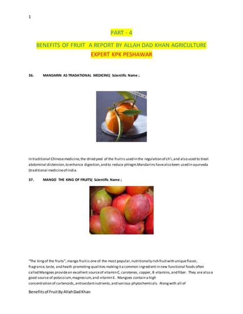 Fruit Part 4 Benifits Of Fruits By Mr Allah Dad Khan Pdf