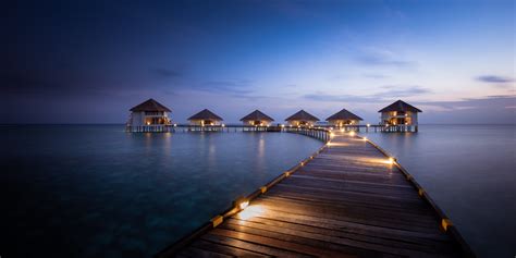 Sunrise Maldives Resort Artificial Lights Walkway Sea Beach