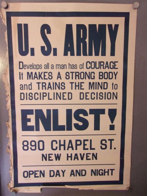 Sold Price Wwi Us Army Enlist Poster November 5 0117 1200 Pm Est