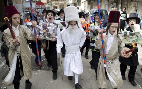 Orthodox Jewish Children Don Elaborate Costumes For Festival Of Purim