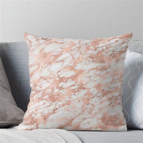 Solid Rose Gold Marble Throw Pillow By Peggieprints Metallic Throw
