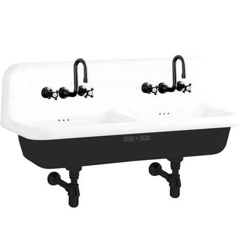 CERAMIC MOUNTED DOUBLE SINK WHITE in 2021 | Sink, Double trough sink, Double sink