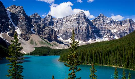 Wallpaper Park Blue Summer Sky Lake Canada Mountains Green