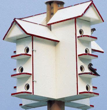 This purple martin bird house has 16 bird house units that measure 6″x6″ each. T14 Purple Martin Bird House | Purple martin house plans ...
