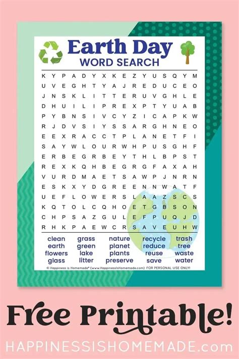 Free Printables For Earth Day Word Search