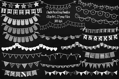 Chalk Bunting Doodles Clip Art Pre Designed Photoshop Graphics