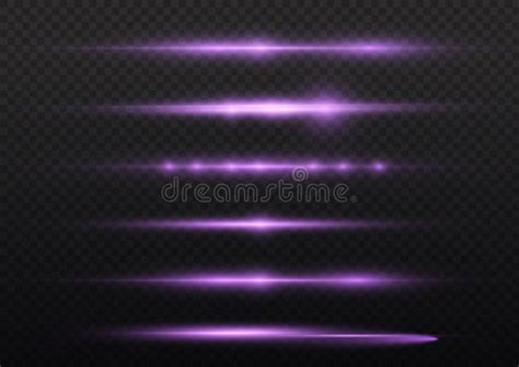 Horizontal Violet Light Rays Flash Purple Line Stock Vector
