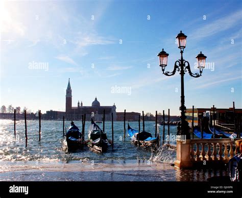 Venice Gondolas Lanterns Stock Photo Alamy