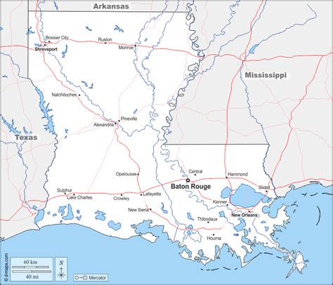 Louisiana Free Map Free Blank Map Free Outline Map Free Base Map